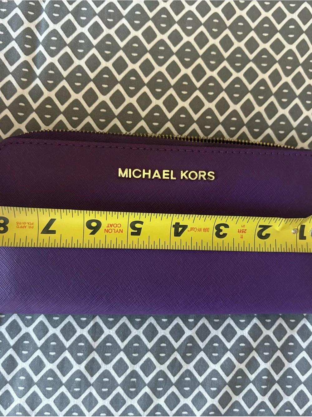 Michael Kors Purple Saffiano Zip Wallet with Gold Logo